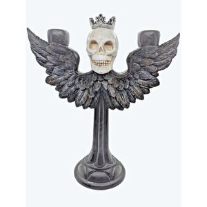 Christian Siriano Halloween Skull & Wings Candelabra 3 Taper Holder Gothic Decor
